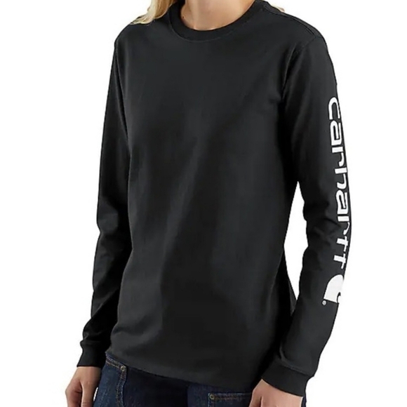 Carhartt Tops - Carhartt Women's Workwear Sleeve Logo Long Sleeve T-Shirt Black Size Small
